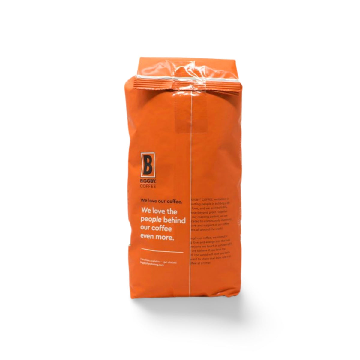BIGGBY Best Blend coffee bag closeup emphasizing freshness.