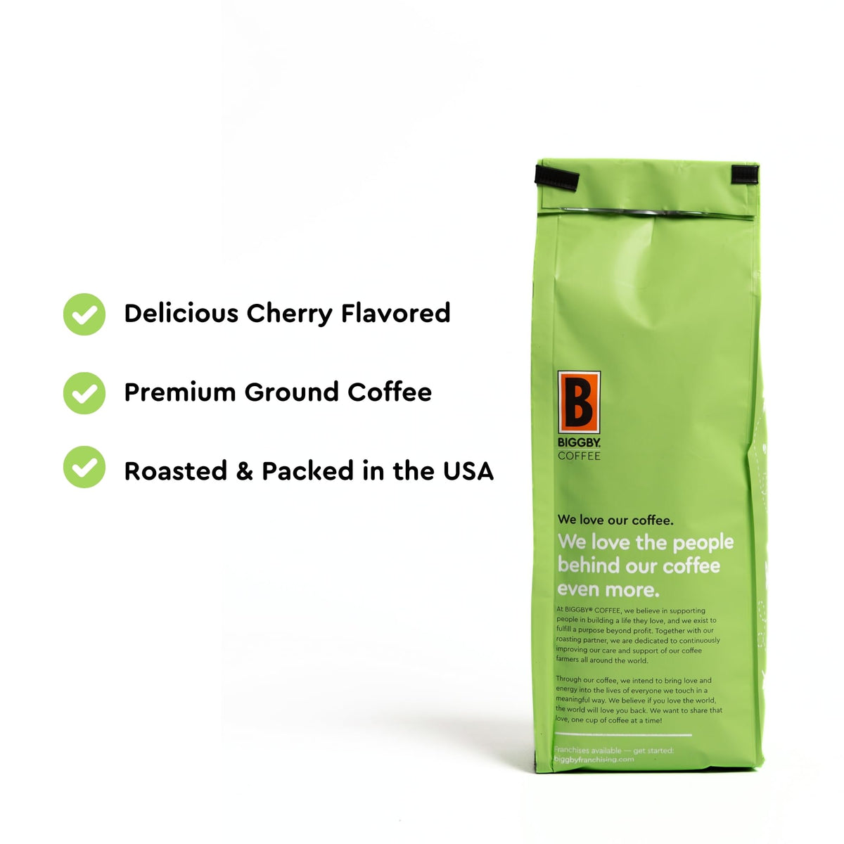 BIGGBY Michigan Cherry aroma steam captures inviting fragrance during brewing.