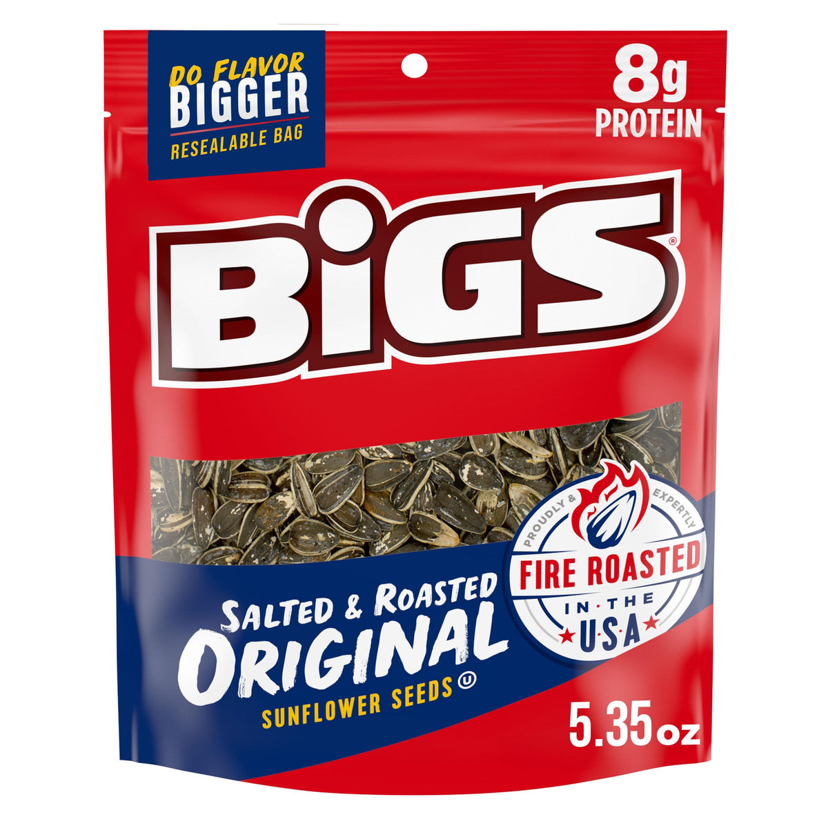 BIGS Original Salted and Roasted Sunflower Seeds pack of 12 bags for easy snacking