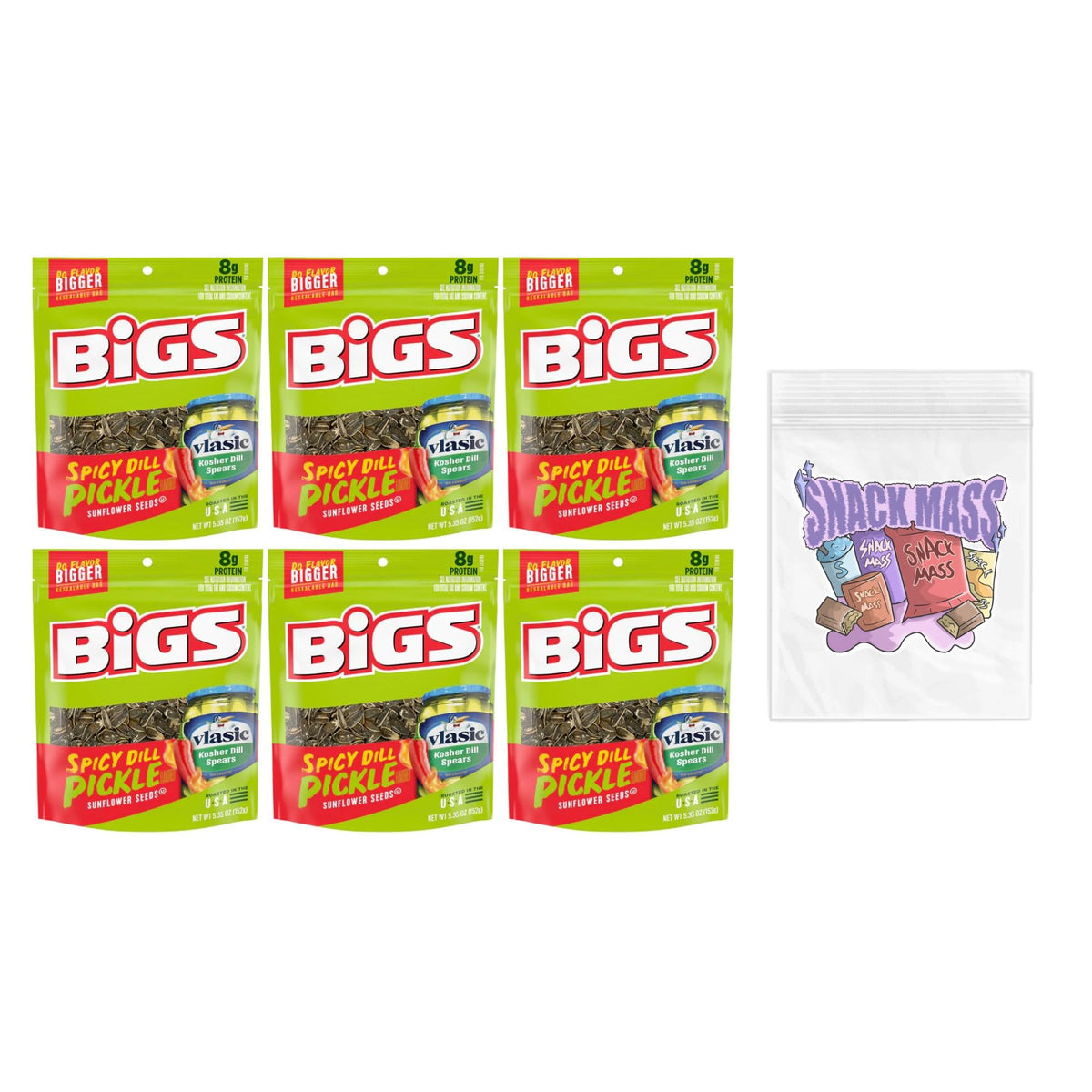 BIGS Vlasic spicy dill pickle sunflower seeds close-up seasoning detail