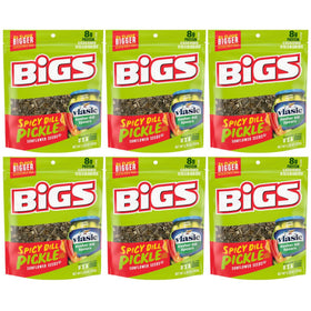 BIGS Vlasic spicy dill pickle sunflower seeds six-pack packaging for on-the-go snacking