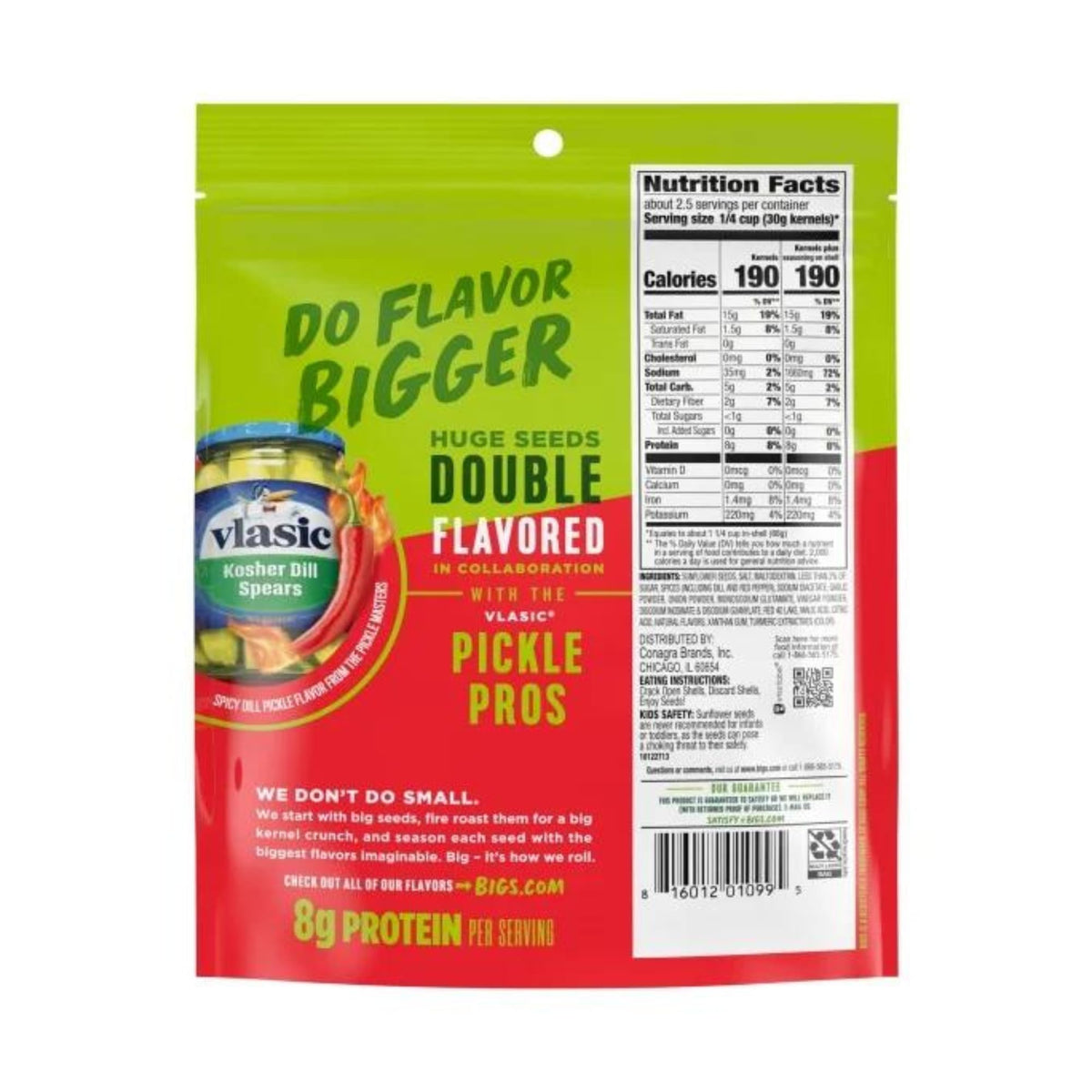 BIGS Vlasic spicy dill pickle sunflower seeds protein-rich snack for active days