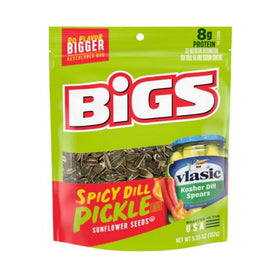 BIGS Vlasic spicy dill pickle sunflower seeds resealable bag preserves freshness between bites