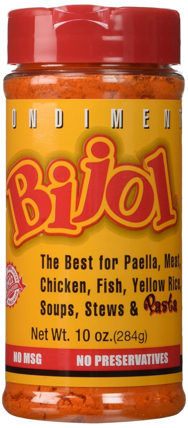 Bijol condiment for yellow rice and paella adds vibrant color and savory aroma.