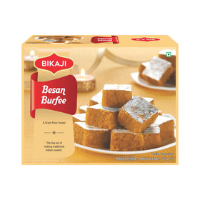 Bikaji Besan Burfi packaging presents premium gift-ready presentation.