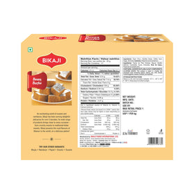 Bikaji Besan Burfi close-up reveals soft melt-in-your-mouth texture.