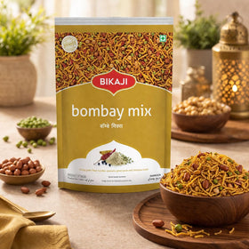Bikaji Bombay Mix gram flour noodles close-up, showcasing light, crispy texture.