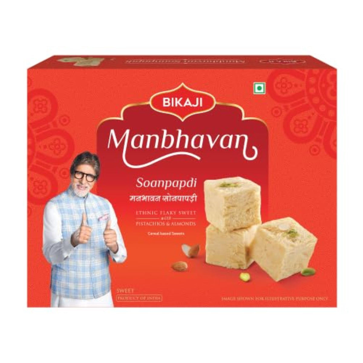 BIKAJI Soan Papdi Manbhawan 17.6 oz box with flaky layers