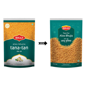 Bikaji Tana-Tan Aloo Bhujia crisp strands with bold spice, tea-time snack.