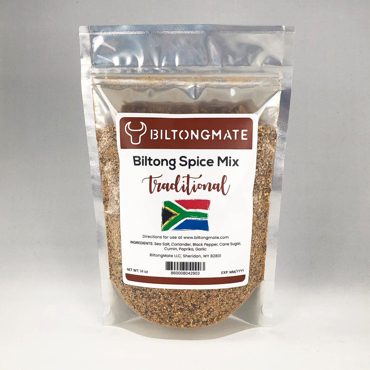 BiltongMate traditional spice 14oz pack shot highlights authentic flavor