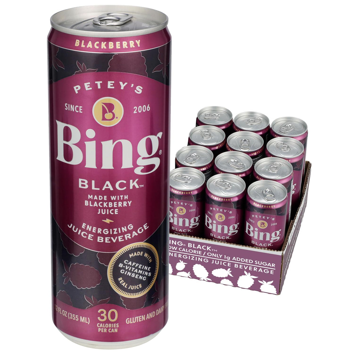 Bing Black 12oz cans pack for convenient energy on the go.