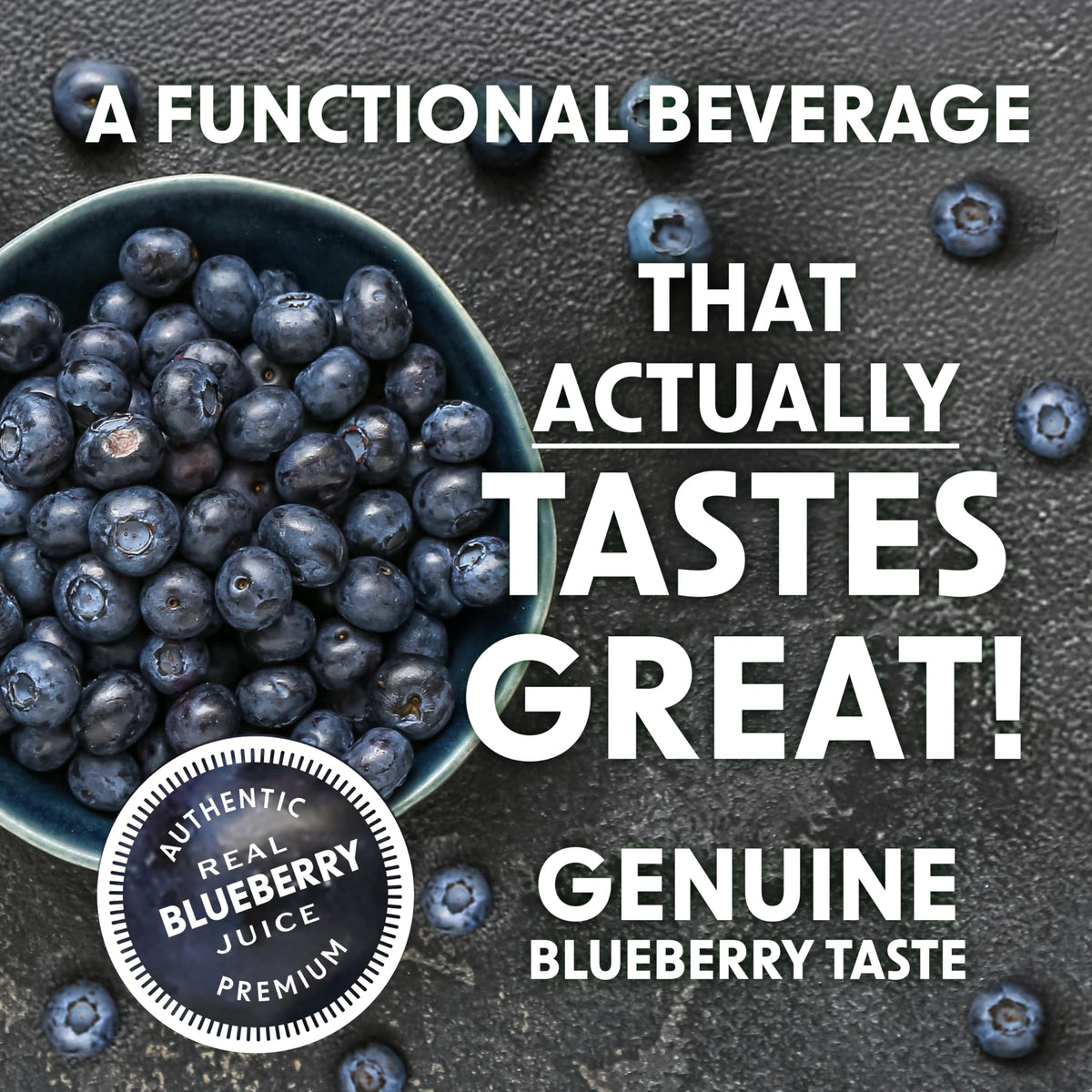 BING Blueberry Energizing Juice Beverage caffeine graphic communicates quick daytime energy.