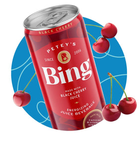 BING Cherry flavor can with bright label for tangy lift