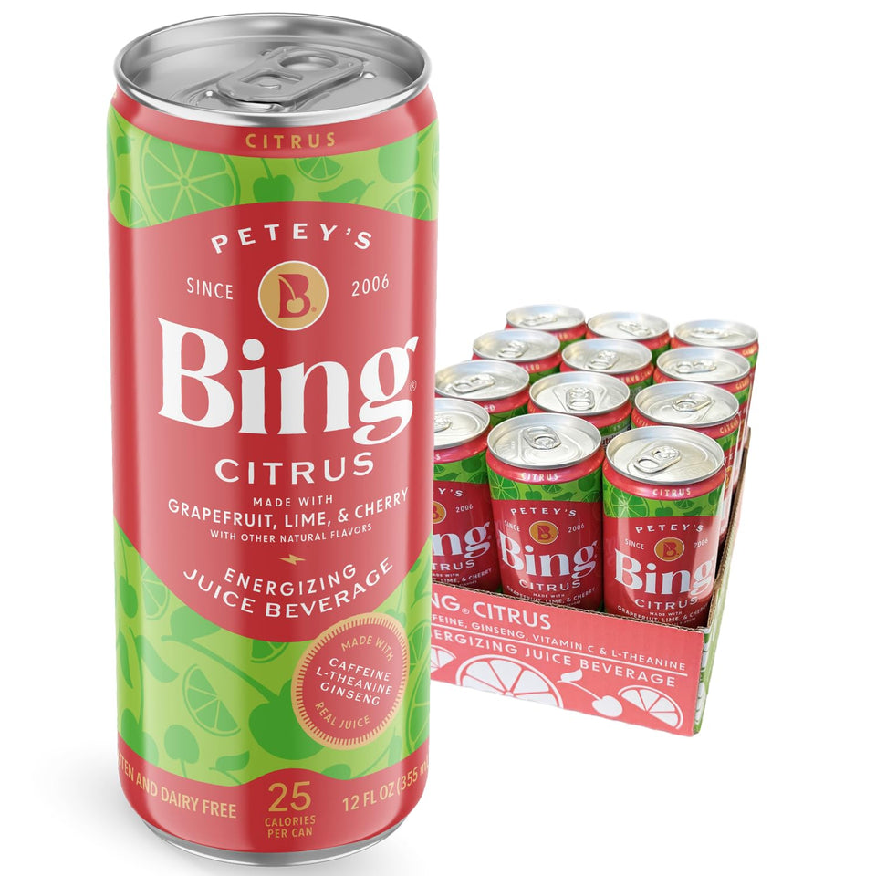Bing Citrus Energizing Juice Beverage can with grapefruit and lime for a refreshing lift