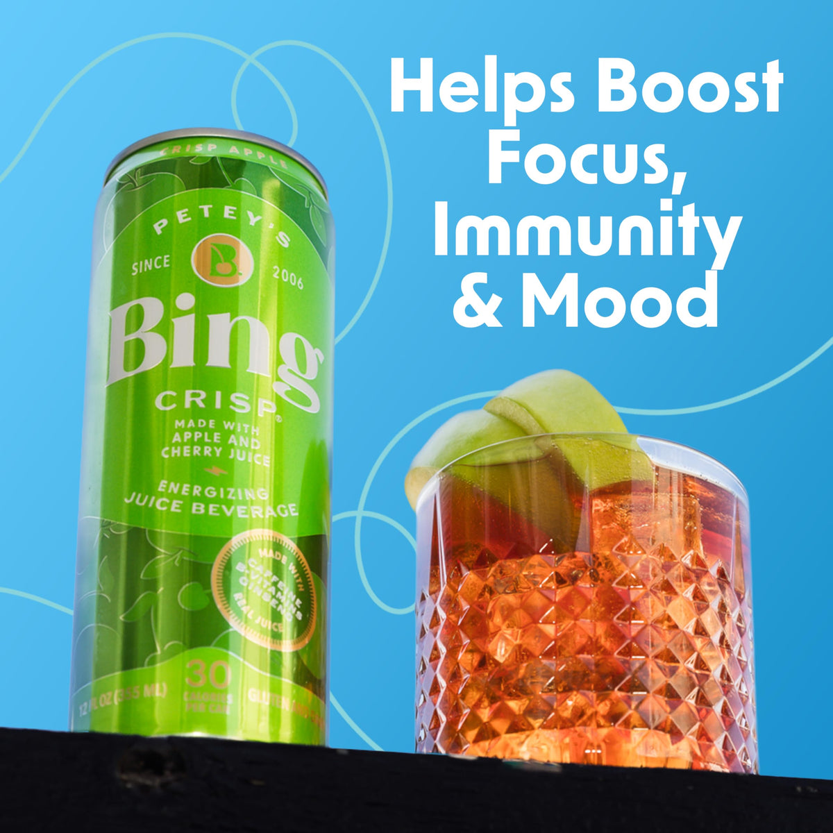 Bing Crisp pour into glass highlights real juice flavor and balance.