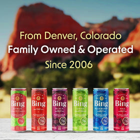 Bing Energizing Juice low calorie option in a cooler.