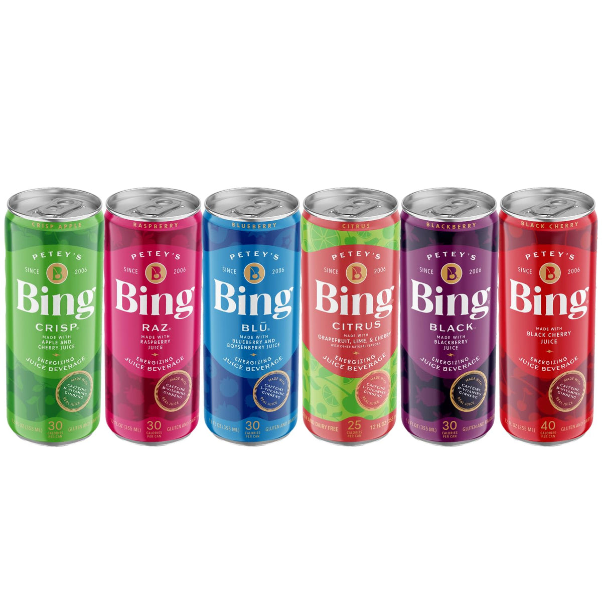 Boxed BING Energizing Juice variety pack displayed for easy grabbing