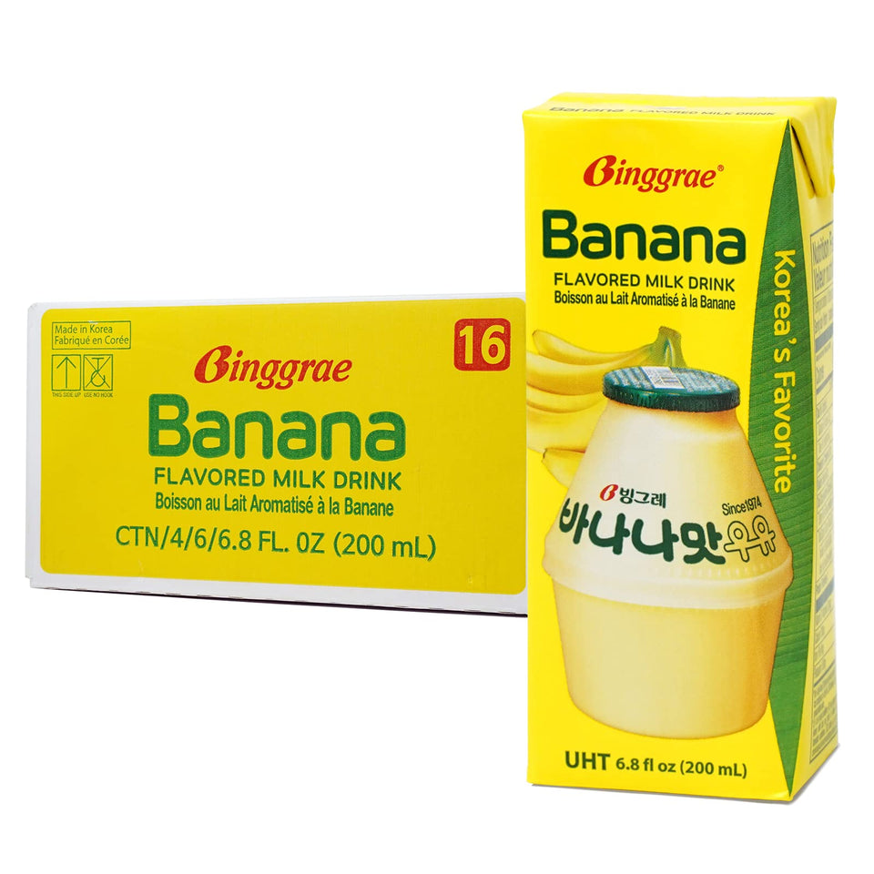 Binggrae banana milk box front showing classic Korean flavor for everyday refreshment