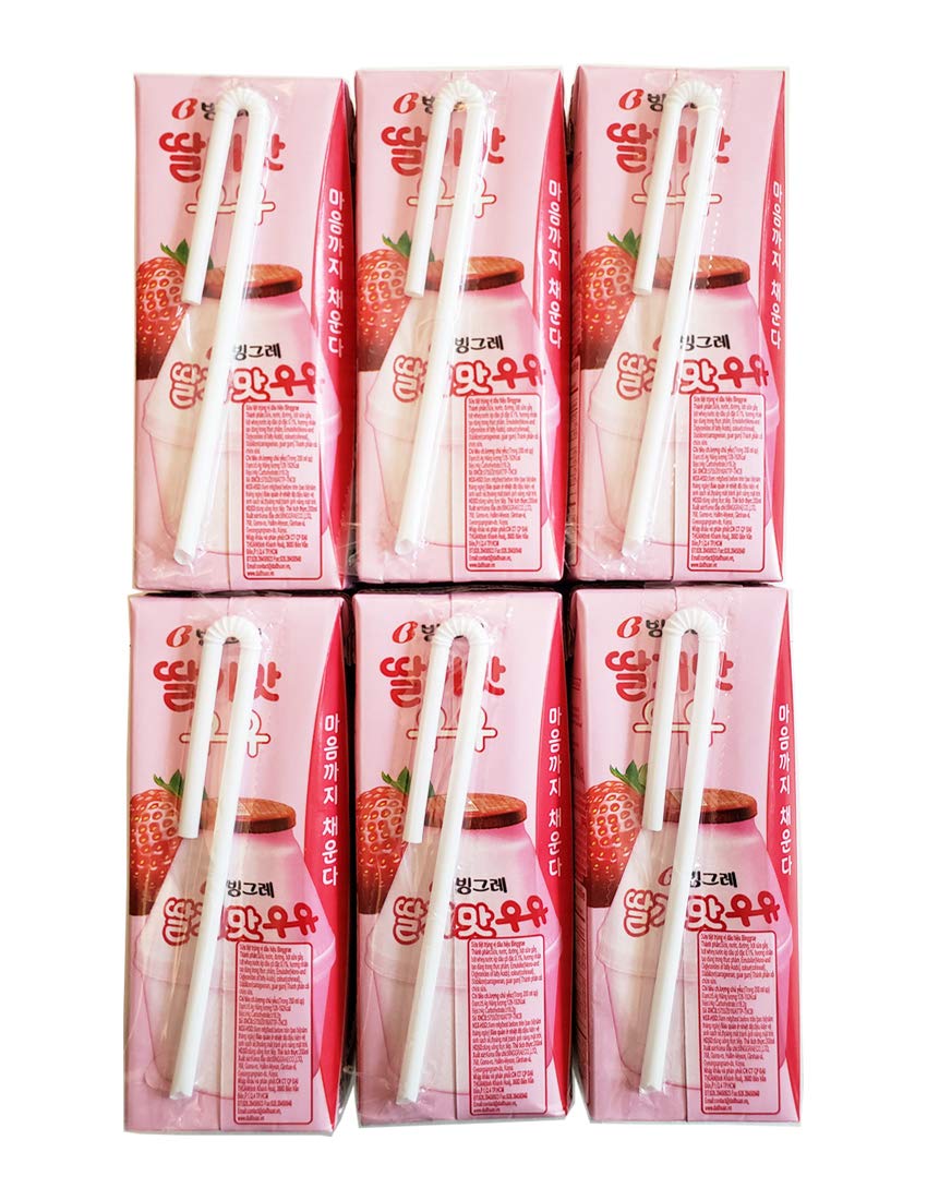 Binggrae Fresh Strawberry UHT Milk Pack 2 – shelf-stable dairy great for smoothies