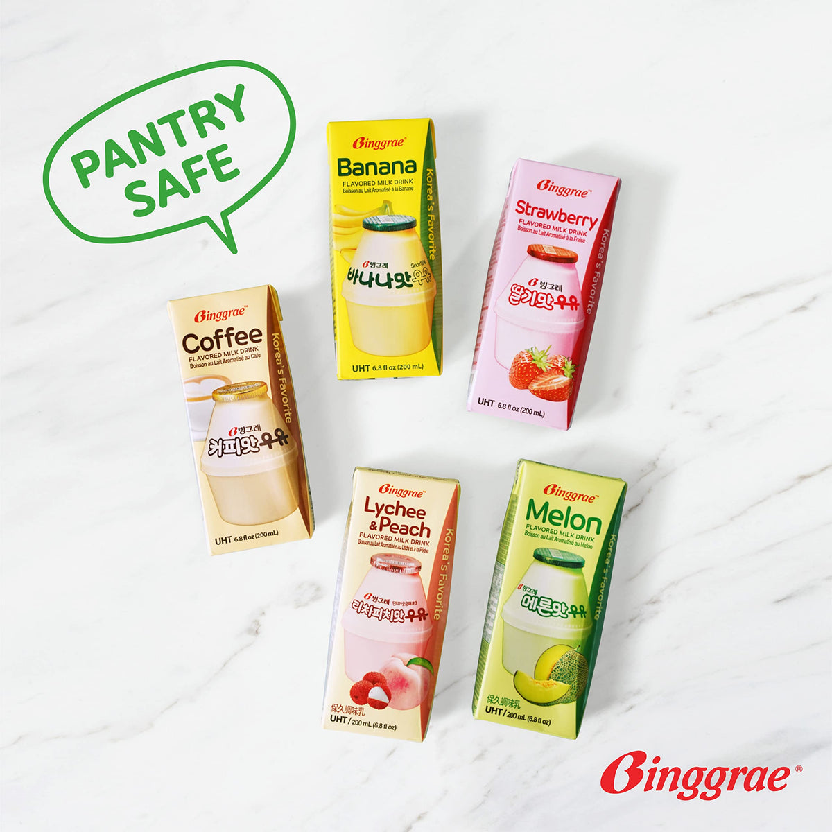 Binggrae Strawberry Milk Drink pantry-friendly bulk pack for families and offices.