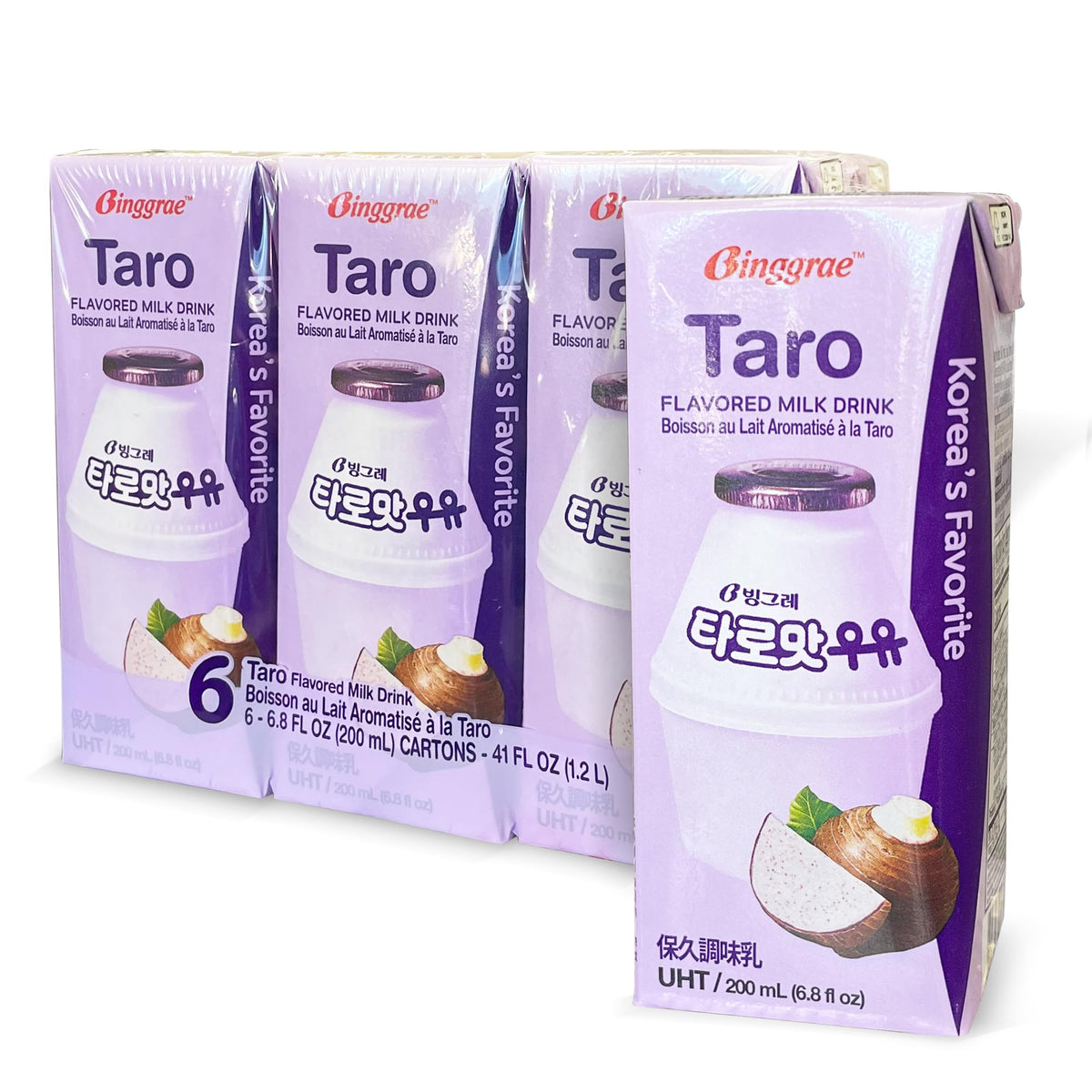 Binggrae Taro Flavored Milk carton, creamy taro beverage ideal for on-the-go refreshment.