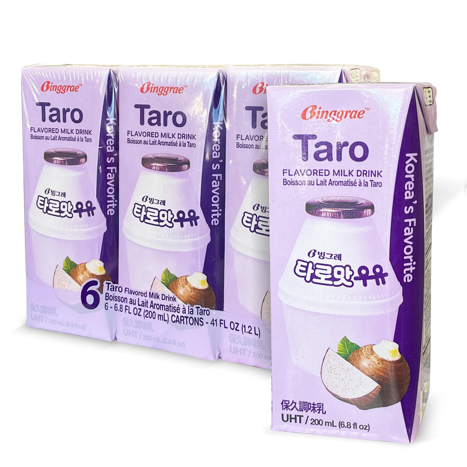 Binggrae Taro Flavored Milk carton, creamy taro beverage ideal for on-the-go refreshment.