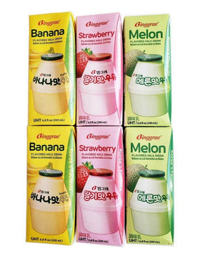 Binggrae variety banana-strawberry-melon milk six-pack ready for quick refreshment