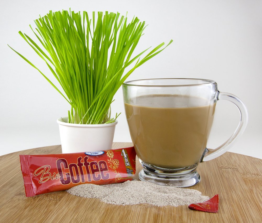 Bio Coffee front box with 32 sachets for easy daily use.