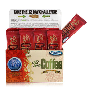 Bio Coffee sachets close-up, ready to mix quickly for a caffeine-free start.