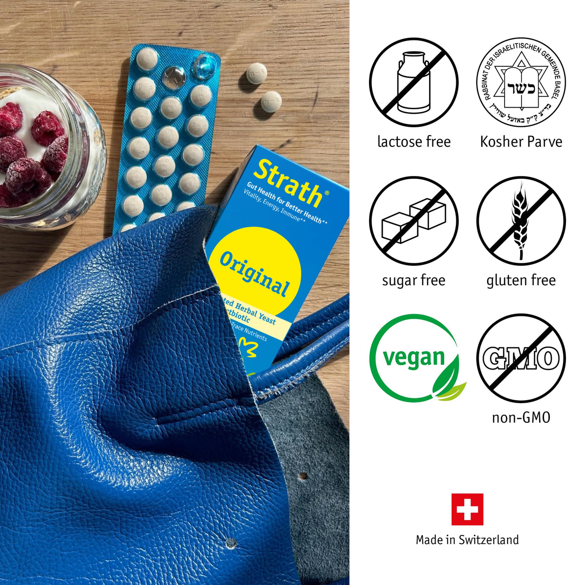 Bio-Strath vegetarian-friendly symbol indicating plant-based option.
