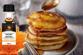 BIODELICES pour maple syrup over pancakes for a rich drizzle