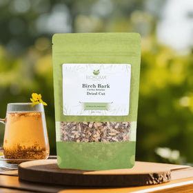 Biokoma Birch Bark tea label emphasizes simple single-ingredient composition