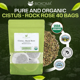 Close-up of dried Cistus incanus leaves for a natural, caffeine-free herbal option