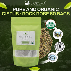 Biokoma Cistus incanus dried leaves close-up show natural herbal texture for steeping