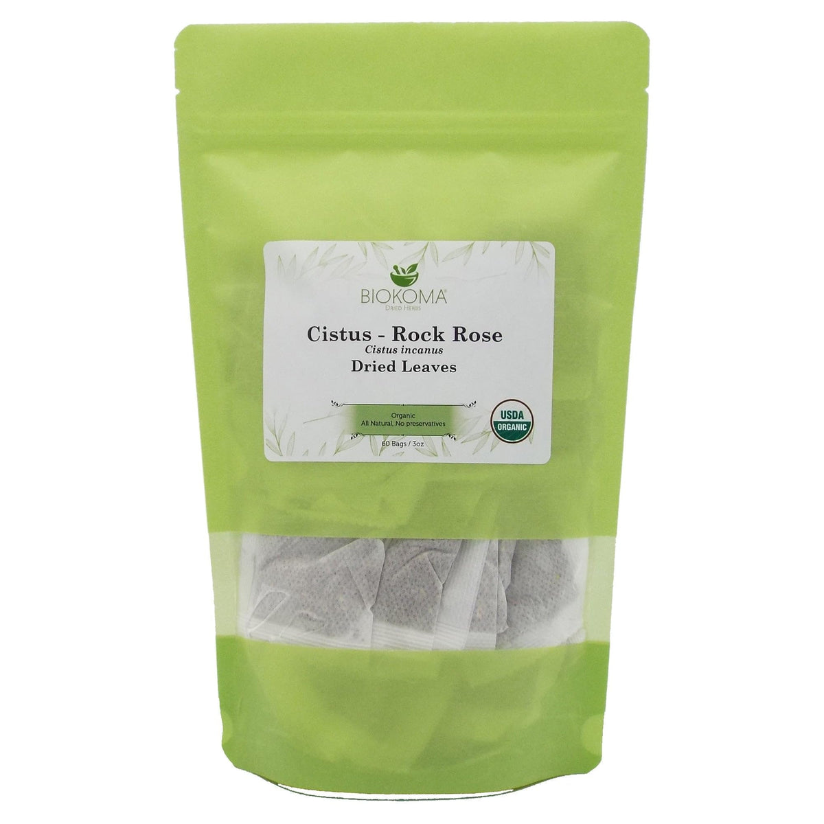 Biokoma Cistus Rock Rose tea bag ready for a fragrant brew