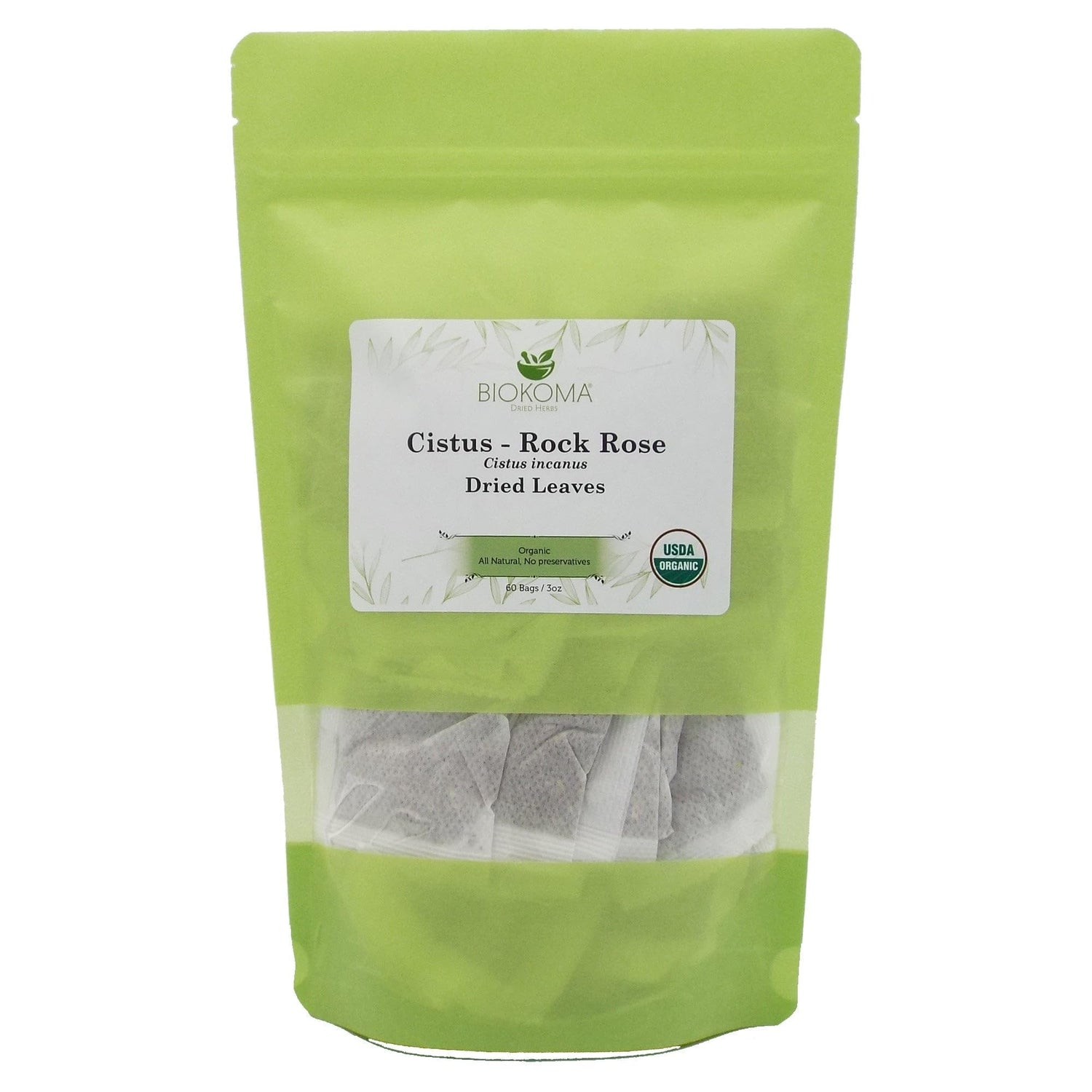 Biokoma Cistus Rock Rose tea bag ready for a fragrant brew