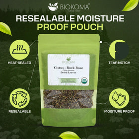 Biokoma Cistus Rock Rose tea in infusion releasing a subtle aroma