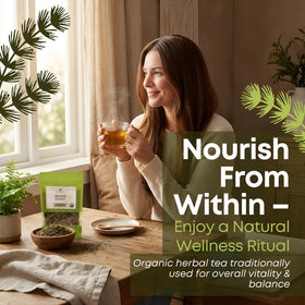 Biokoma organic horsetail tea ready for daily use in a cup.
