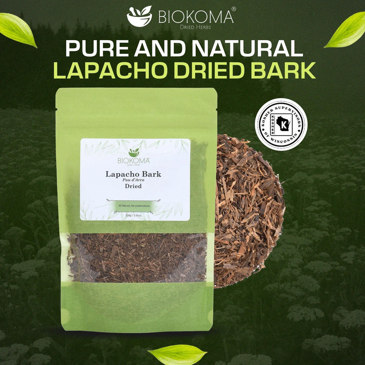 Biokoma Lapacho Bark Tea brewing in a cup suggests a soothing ritual