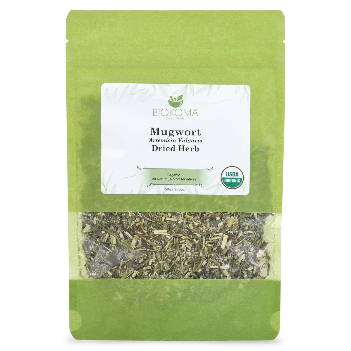 Biokoma mugwort dried leaf close-up for tea aroma and relaxation