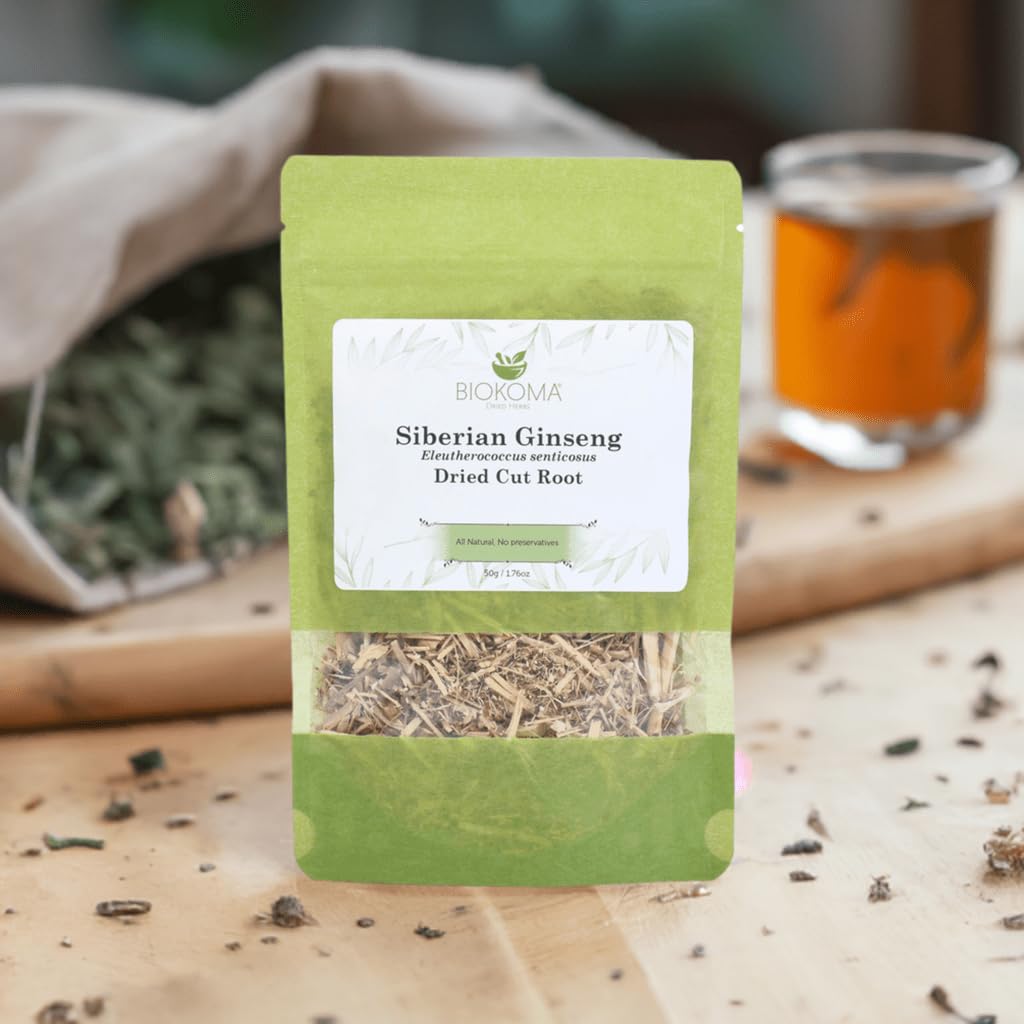 Biokoma Siberian Ginseng Root no additives label for a clean choice.