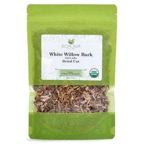 Biokoma White Willow Bark tea packaging with resealable pouch for lasting freshness
