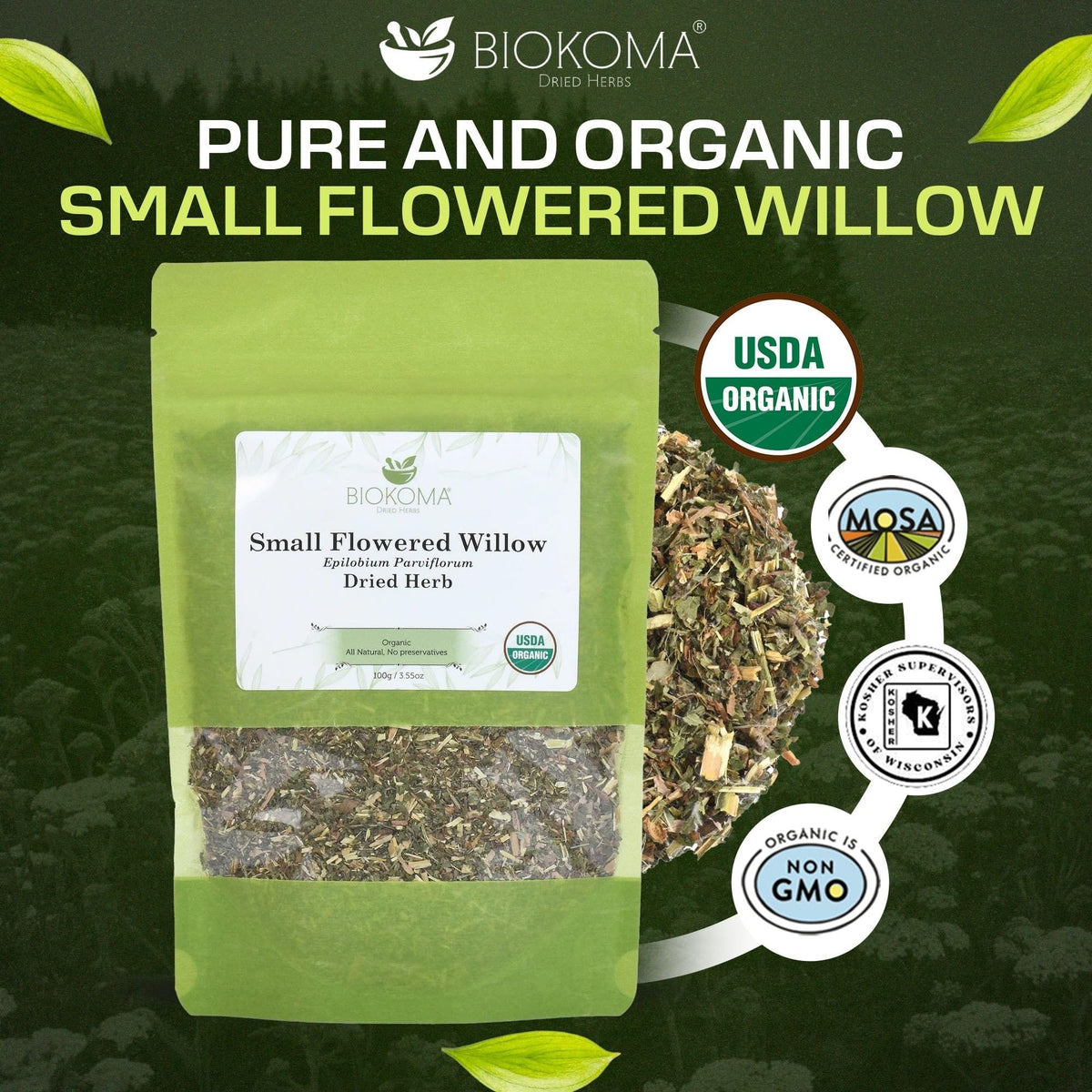 Biokoma willow tea cup steeping reveals a light golden infusion and earthy aroma.