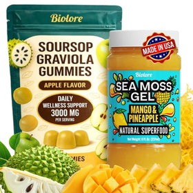 Biolore sea moss gel mango pineapple in a jar with real fruit purée for smoothies and daily minerals