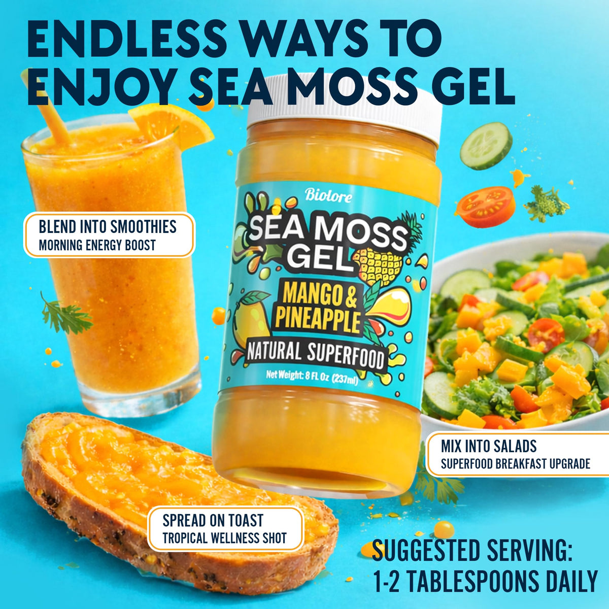 Biolore Sea Moss Gel stored in fridge after opening to maintain quality