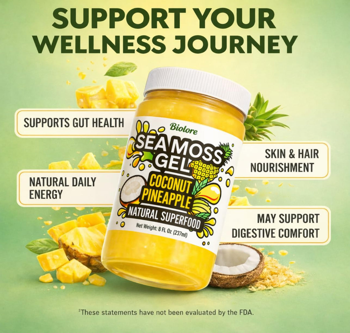 Biolore Sea Moss Gel made in USA with wildcrafted sourcing