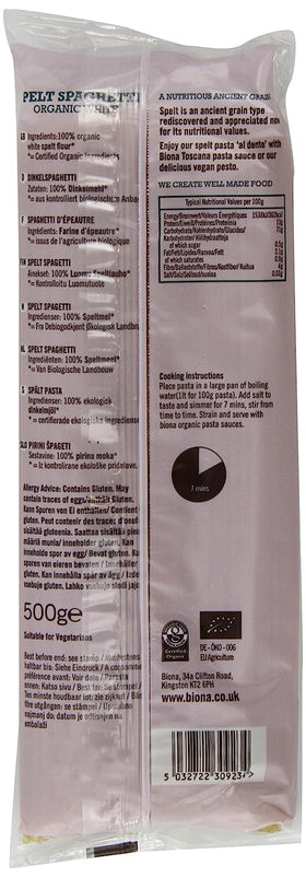 Biona spaghetti 500g close-up – versatile pasta perfect for olive oil and herbs