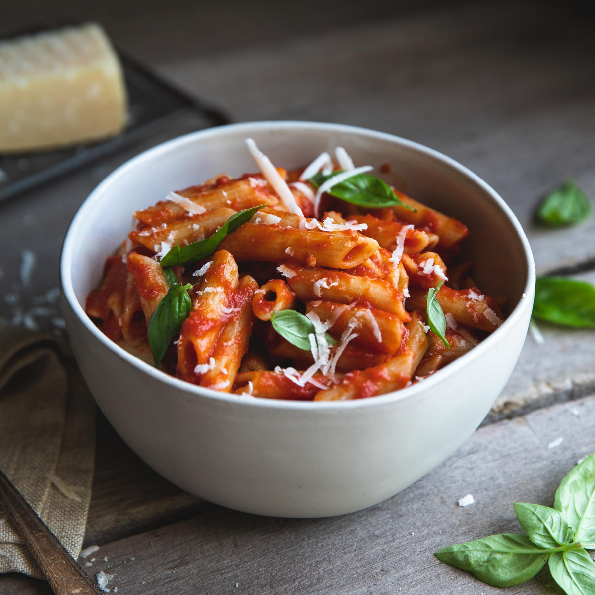 Bionaturae bronze-die penne texture indicating firm bite and sauce cling.