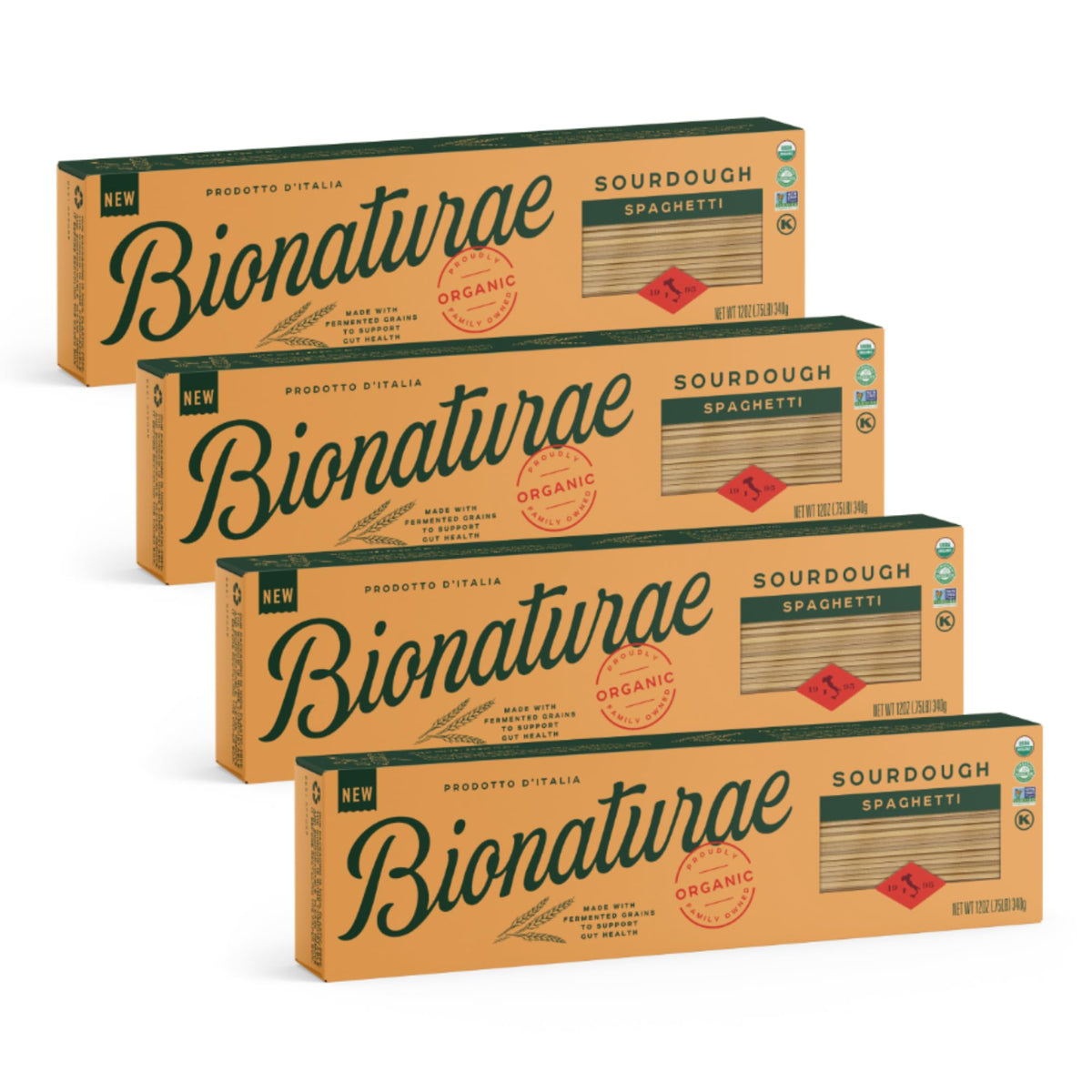 Bionaturae sourdough spaghetti bundle ready for hearty sauces with a firm al dente bite