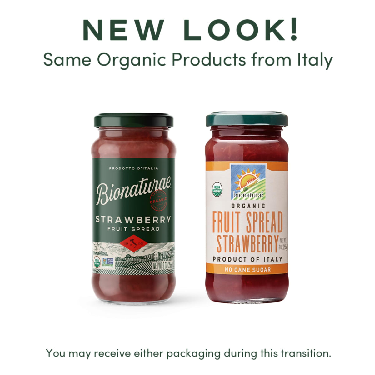 Spoon of Bionaturae strawberry spread preserves vivid color and flavor.